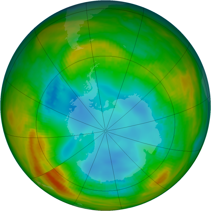 Antarctic ozone map for 04 August 1984